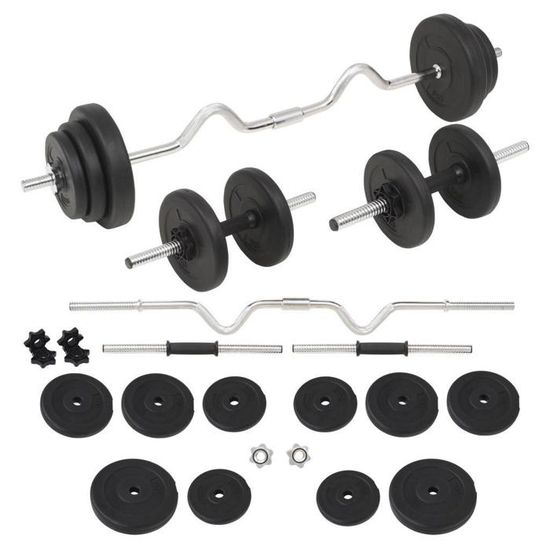 Barres D'Haltères Courtes 35 Cm Noires Oxydées – Surface Lisse, Fermoirs à Ressort 30/31 Mm – Idéal Musculation Maison & Studio