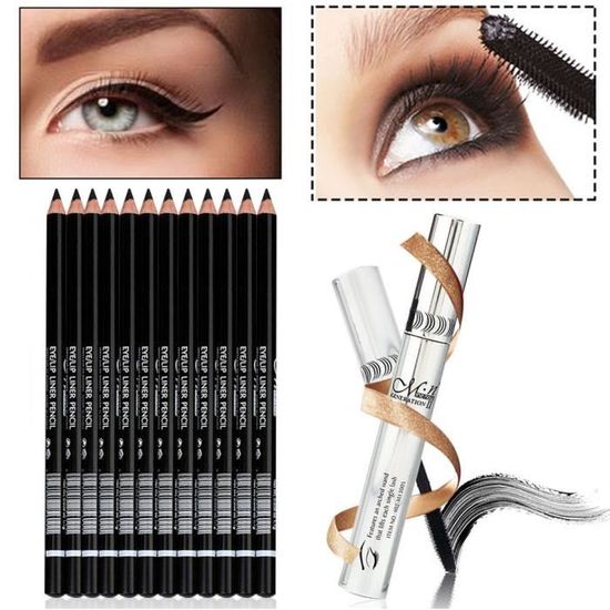 Menow Mascara de maquillage imperméable à l'eau de faux cils + 12 pcs