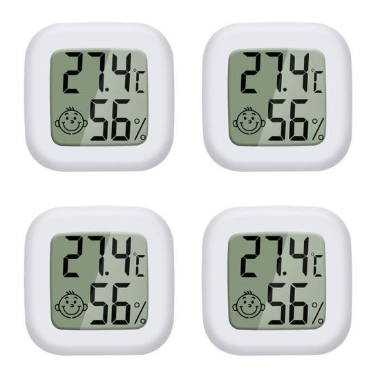 PAIRIER 4 pièces Mini LCD Thermomètre Hygromètre Interieur Termometre Maison  Convient pour Les Chambres D'enfants