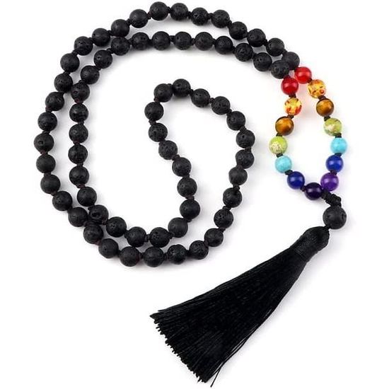 Collier Perles D'onyx Noir Naturel - Bijou Zen Et Santé, Neuf Avec étiquettes