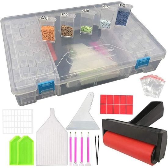 Kiperline Boîtes De Rangement Diamond Painting 64 Pièces Avec 112 Étiquettes