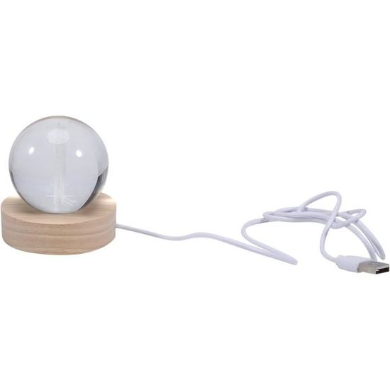 Veilleuse Boule De Cristal USB - Version Lune - Lampe Nuit Déco Et Apaisante