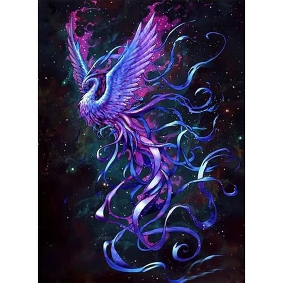 Peinture Diamant Adulte Enfant 5D Bricolage Diamond Painting Kits, Diy Diamant Painting Kit Complet Phoenix Diamant Artisanat Strass Point de Croix Broderie Cristal Painting Murale DéCoration 30x40cm