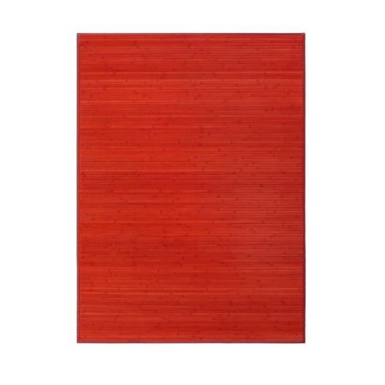 Tapis de sol antidérapant, moquette à rayures en bambou coloris rouge - Longueur 200 x Profondeur 140 cm -JUANIO