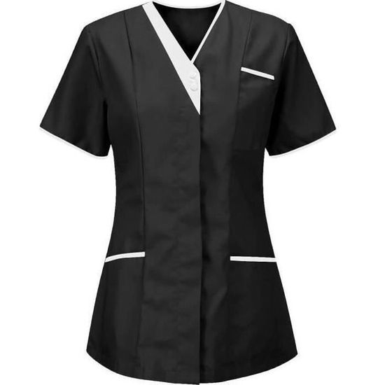 CHEMISE CHEMISETTE Blouse Estheticienne Professionnelle Haut Femme Chic Et Elegant Tenue Infirmiere Chemise Pharmacie Noir Noir Cdiscount Pret a Porter