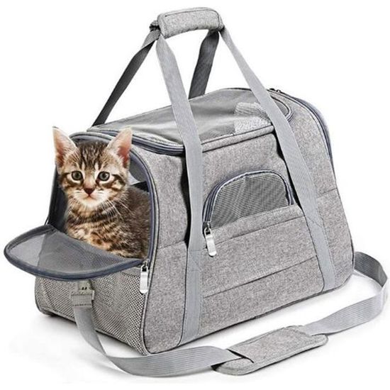 Sac de transport Pour Animal Chien Chat - Tissu Oxford - 43x25x28cm - Gris