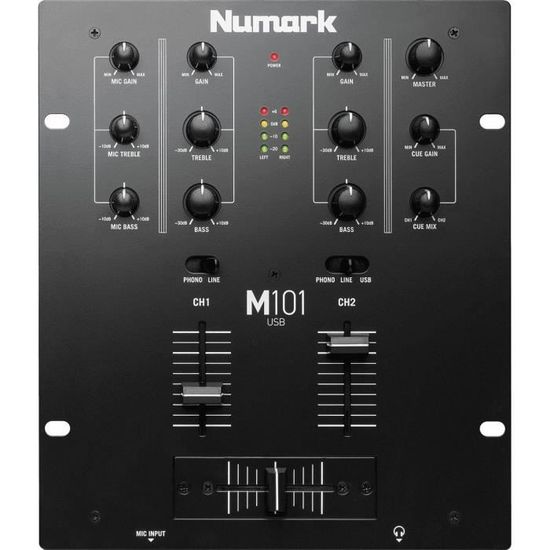 Numark M101 USB - Table de mixage 2 voies 10" rackable USB ( Catégorie : MAO (Musique Assistée par Ordinateur) )
