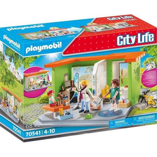 Playmobil City Life - Mon cabinet pédiatrique - Cabinet lumineux avec figurines et accessoires médicaux