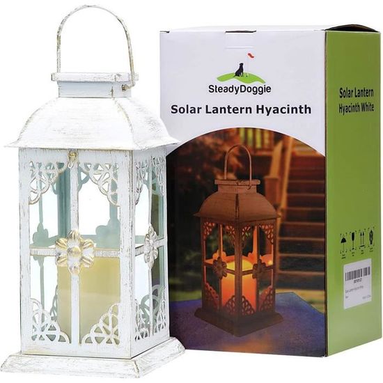 Lanterne Solaire Extérieur Vintage - Métal - LED Blanc Chaud - Étanche IP65 - Pour Jardin, Terrasse, Camping - Décoration Lumineuse