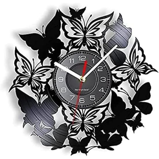Horloge Murale Vinyle Rétro Wisyurt - Ultra Silencieuse 30cm, Style Nostalgique Café Bar, Décoration Vintage Élégante