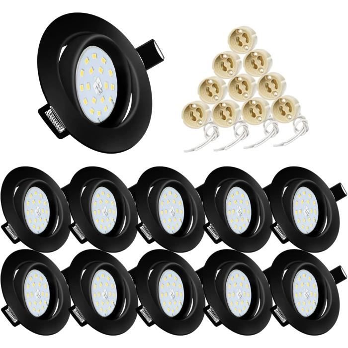 4 Spots LED Encastrables Salle De Bain IP44 - 5W Blanc Neutre 4500K GU10 Inox Brossé