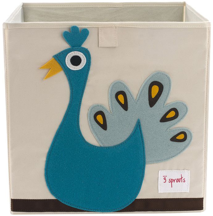 3 Sprouts - Cube de rangement Paon - ELEMENTS FOR KIDS