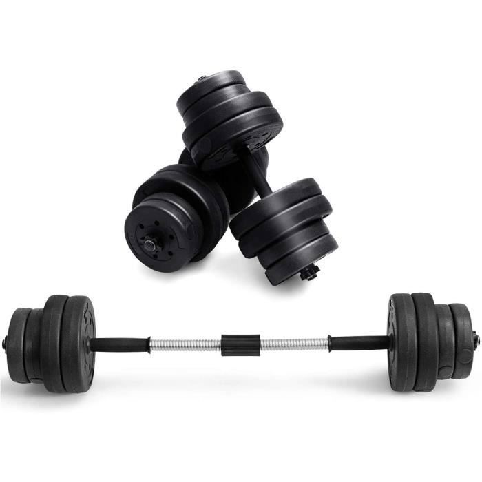 COSTWAY Kit Haltères Réglables Poids de Musculation 30KG 2 en 1 Haltère Courte Poids 8 x 2,5kg+8 x 1,25kg Poignée Confortable 100cm