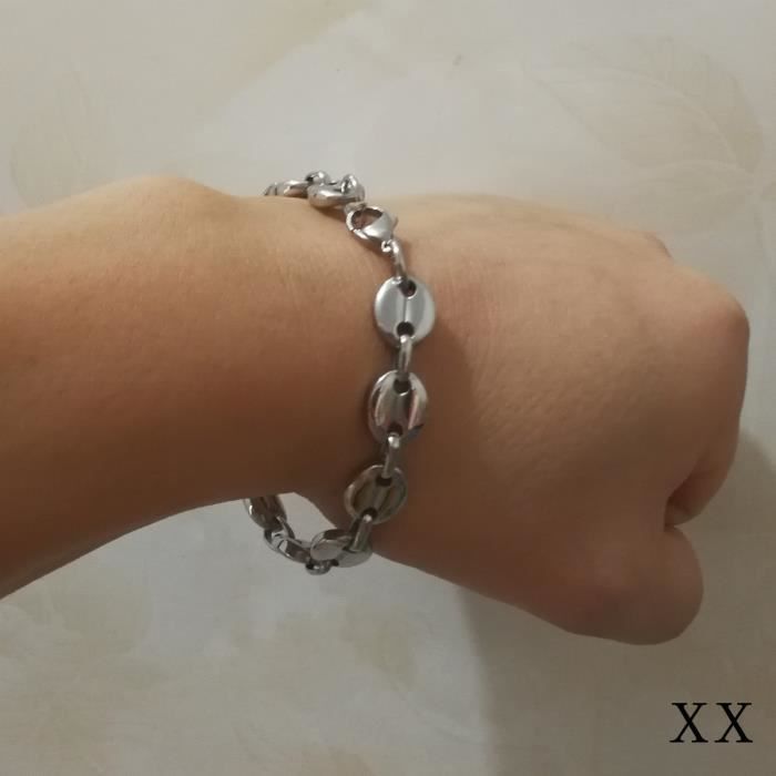 Bracelet À Grains De Café En Acier Inoxydable Bijoux De Mode_argent