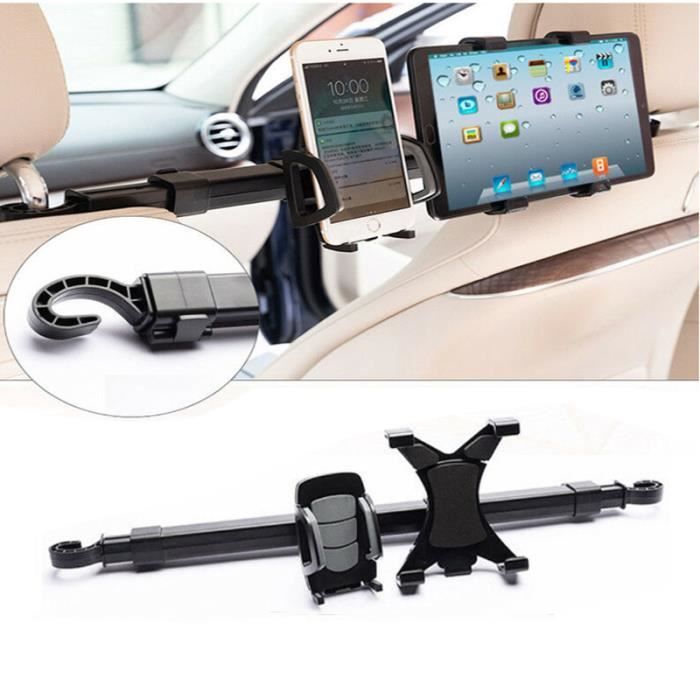Support Tablette Voiture Porte Tablette/Téléphone Voiture pour Appui-tête Universel Auto de 7-10 Pouces à Angle Réglable 360 Degrés