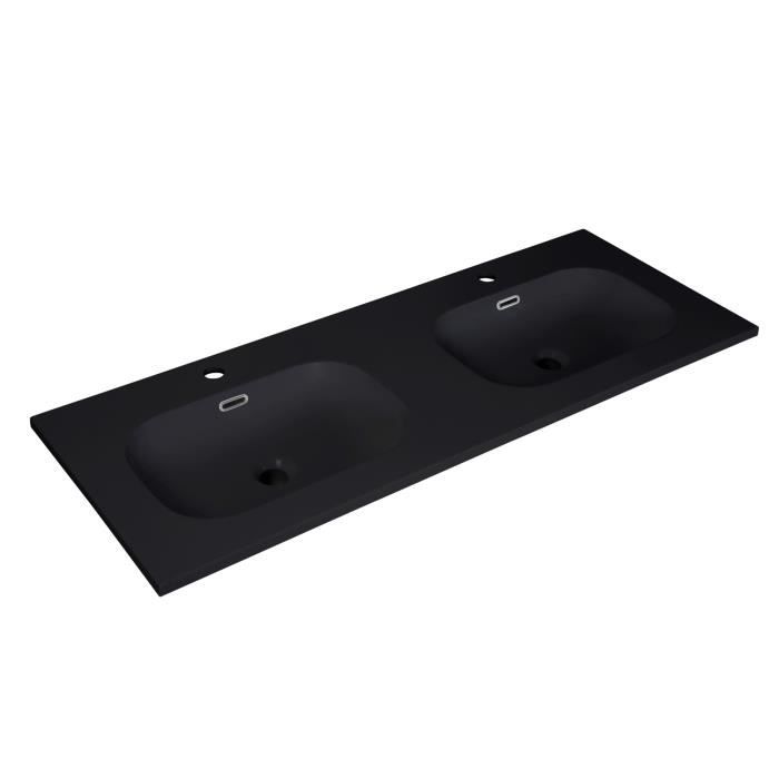 Plan double vasque noire résine de synthèse 140 cm STUDIO Noir