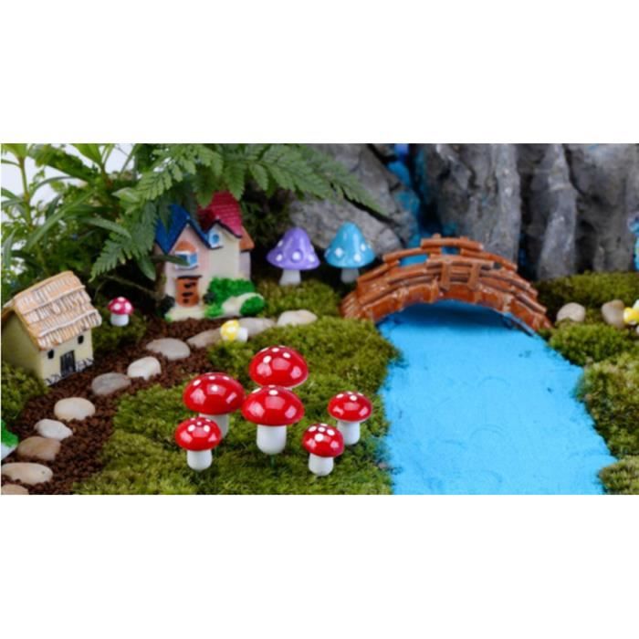 Lot de 50pcs Champignon Décoration pour Bonsaï Paysage Miniature (Rouge)