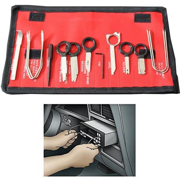 20Pcs Outil Démontage Voiture Kit Clé Outil Autoradio Extraction Retrait Radio Stéréo Remouval Install Tool Key Set pour DVD Navigat