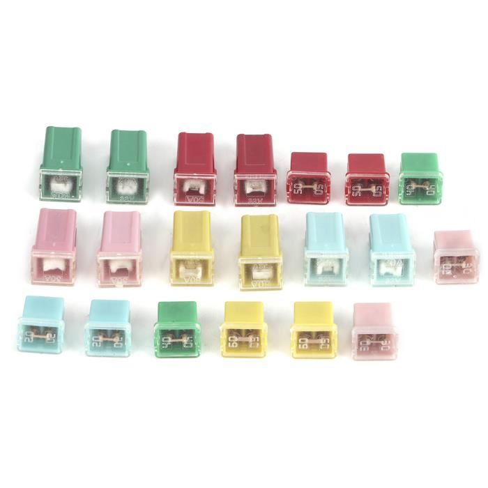 Qiilu fusible de voiture 20pcs Rectangle Fusible Set Tableau de Bord Fusible 20A 30A 40A 50A 60A pour Japon et USA Voiture