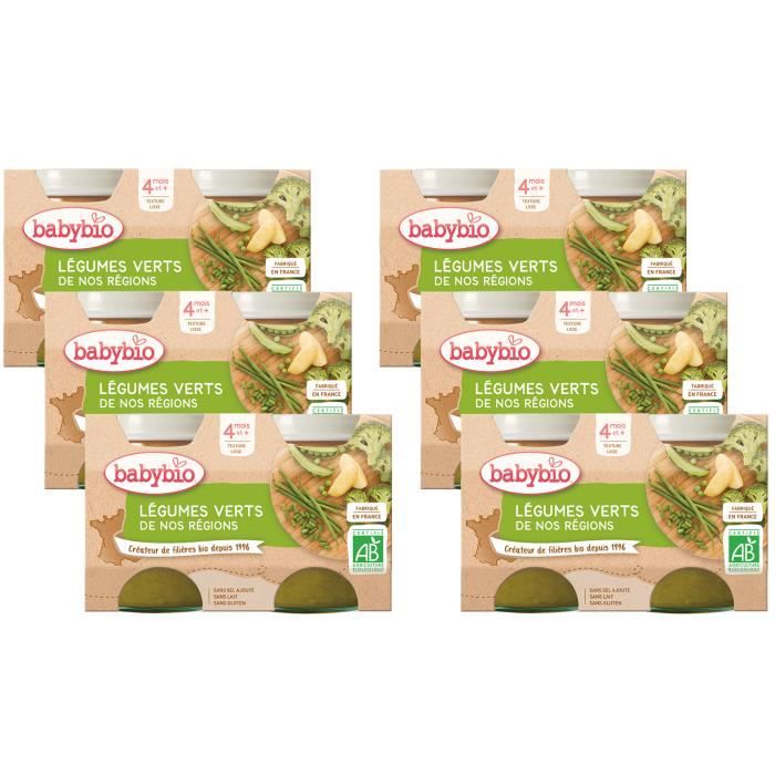 Babybio Pot Légumes verts - 2 x 130g - Lot de 6