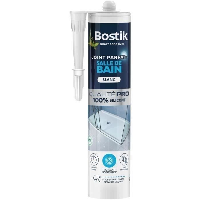 Mastic Etanchéité Joint Parfait BOSTIK Salle de Bain Transparent Longue Durée Traité Anti-Moisissures - cartouche 280ml