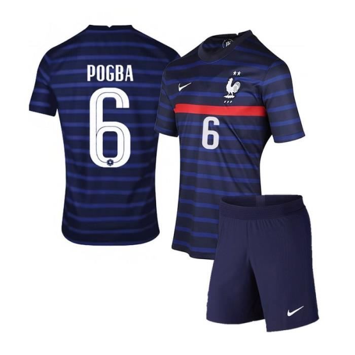 Maillot Equipe de France FFF 2 Etoiles 2020 2021 EURO Maillot et Pantalons Suit 6 Paul Pogba Pas Cher Enfants Garçon