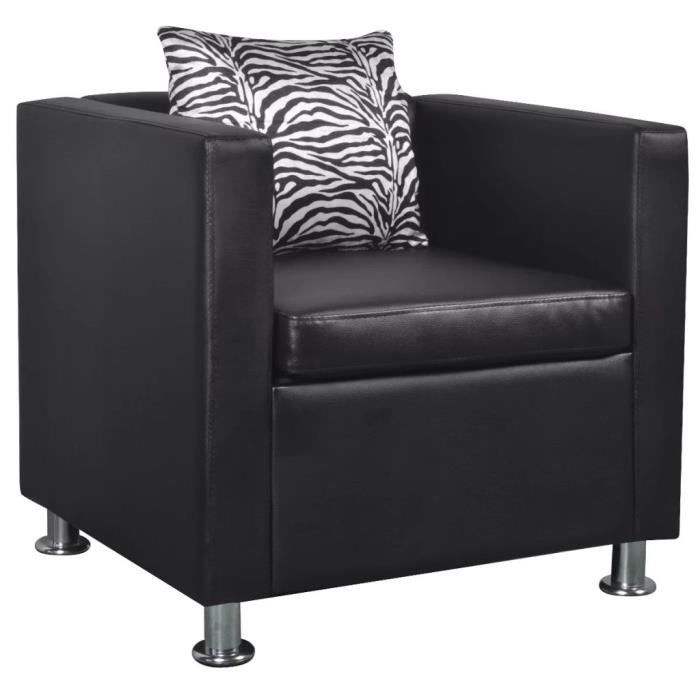 Fauteuil Noir Similicuir design de cube moderne