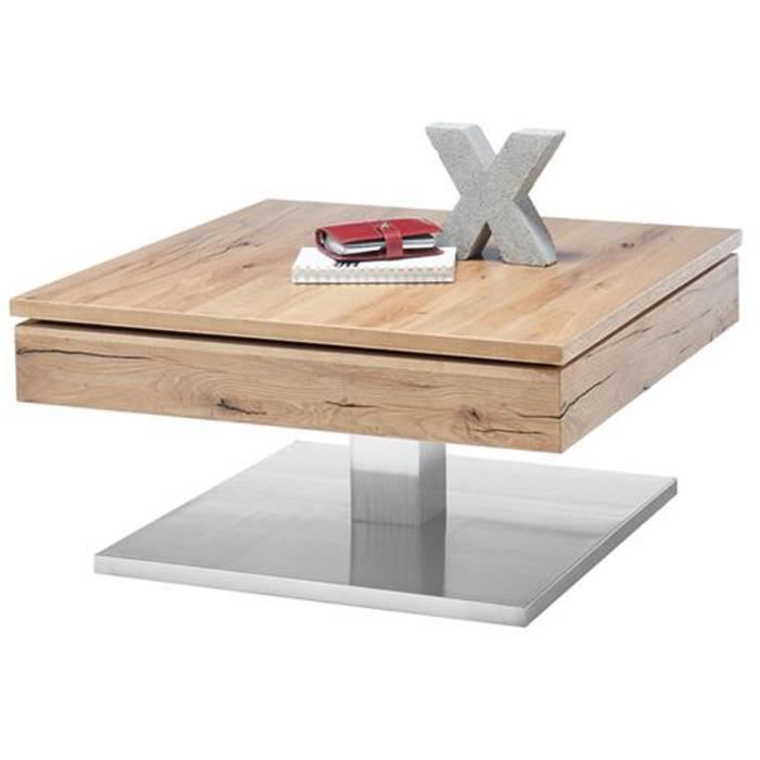 Table basse design en chêne noueux - 75 x 38 x 75 cm