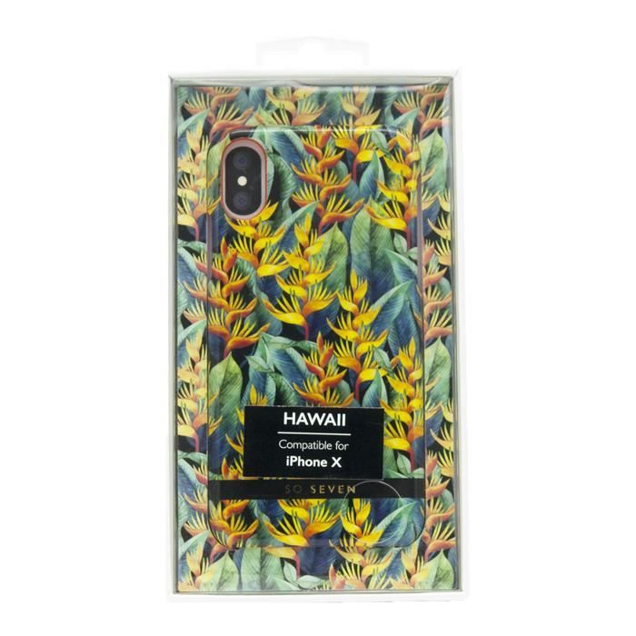 SO SEVEN Coque Hawai Tropicale Jaune: Apple iPhone X / XS
