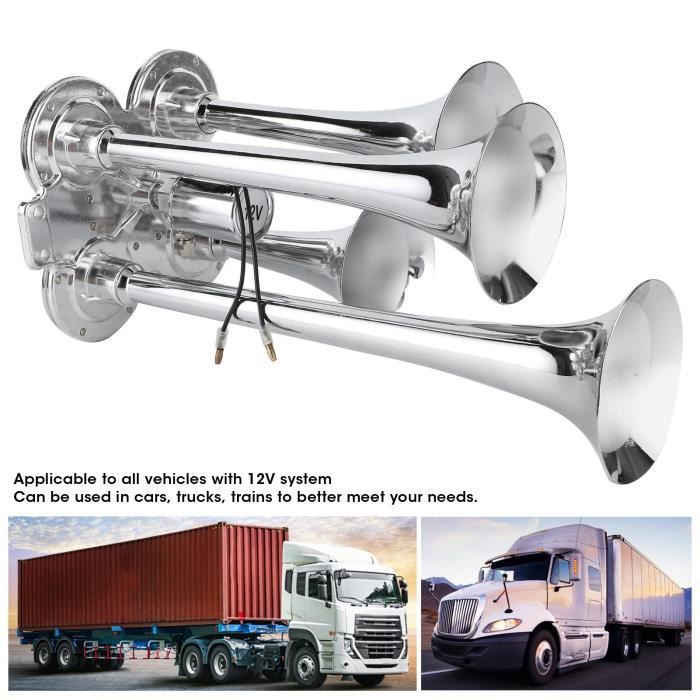 Klaxon à air Air Horn 4 trompette sirène 135dB 12V haut-parleur de contrôle électrique pour camion voiture train YES4