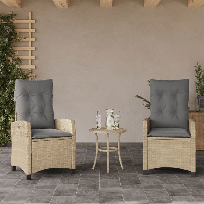 vidaXL Chaises inclinables jardin lot de 2 et coussins résine tressée 365221