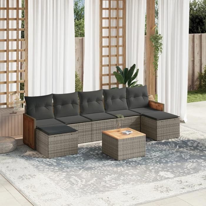 vidaXL Salon de jardin 8 pièces Résine tressée - vue 7