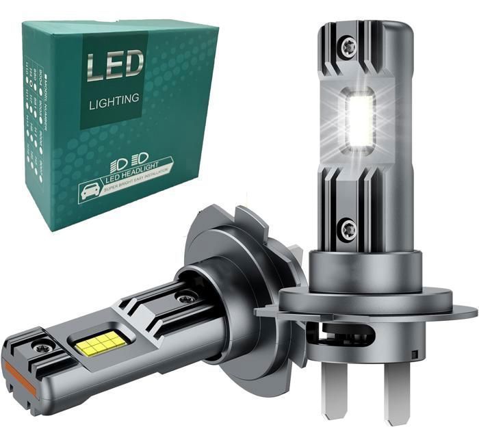 Ampoule LED H7, puce CSP 6500K 500%, lampe H7 LED automobile feux de route et feux de croisement, ampoule extérieure, (2 lampes)