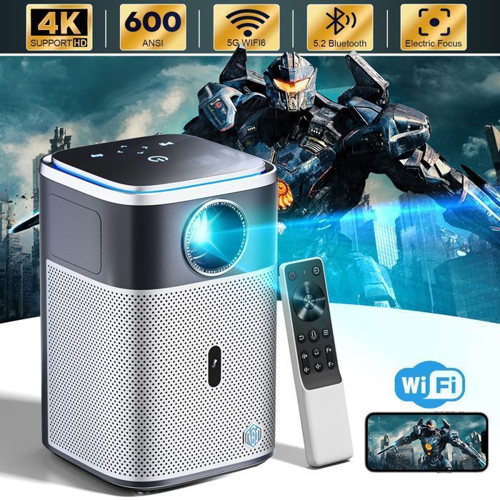 Projecteur avec Wifi 5G et Bluetooth avec support 4K 600ansi natif 1080p home cinéma projecteur