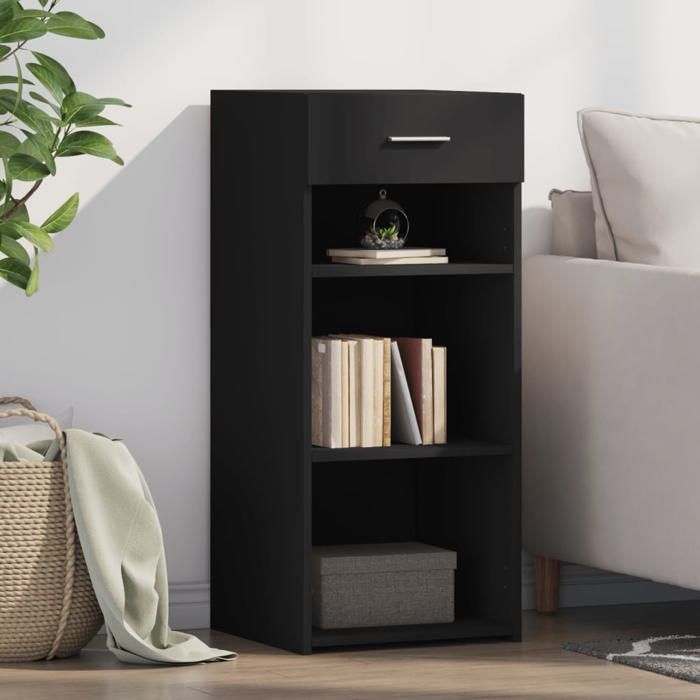vidaXL Buffet noir 40x42 5x93 cm bois dingénierie armoire armoire latérale armoire de rangement armoire placard 846314