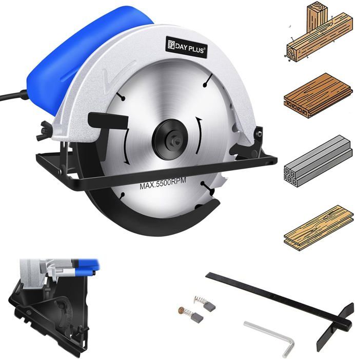 Scie circulaire DAYPLUS Professional - Profondeur de coupe 55mm - 1500W - lames 185mm 24T Scie circulaire DAYPLUS Professional - Profondeur de coupe 55mm - 1500W - lames 185mm 24T