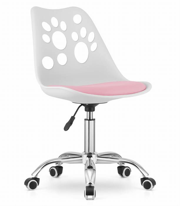 Chaise pivotante PRINT - OSKAR blanche et rose design intemporel