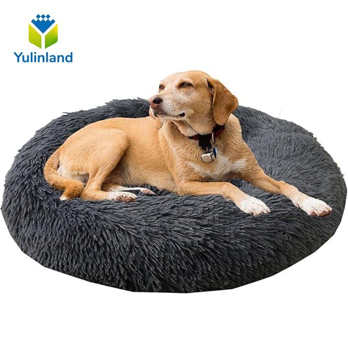 Meilleurs prix pour Panier Chien Moelleux Rond, Coussin Anti Stress Apaisant en Peluche,Donut Lit Confortable Lavable pour Chien, 100x100cm, gris foncé