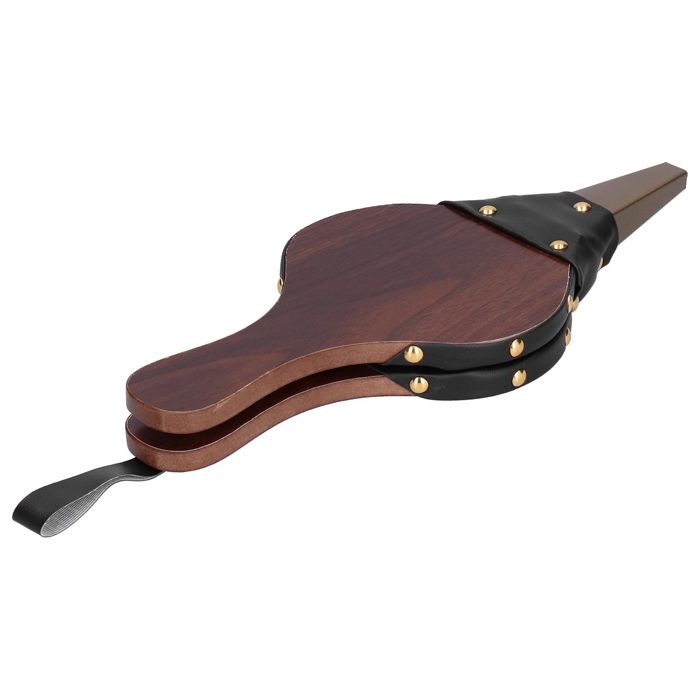 Soufflet De Cheminée En Cuir Et Bois - Design Effet Bois Vintage, Hauteur 42,9 Cm - Pour Attiser Le Feu, Décoration