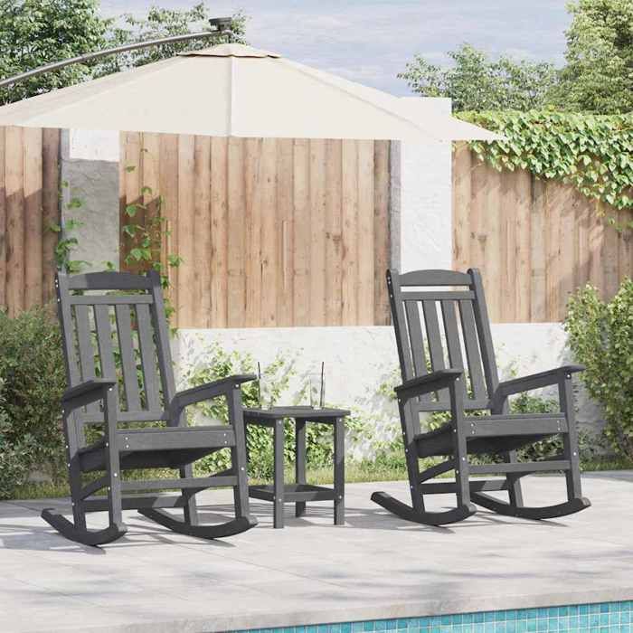 vidaXL Fauteuils Bascule de jardin 2 pcs 70x92x107.5 cm HDPE Fauteuil Bascule de jardin 70x92x108 cm HDPE - vue 3