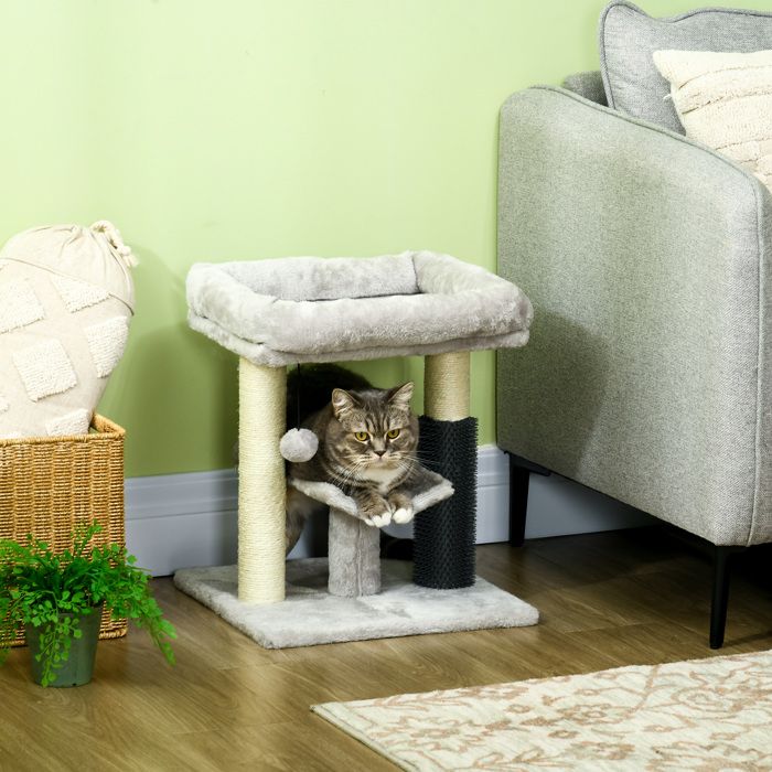 Comparer les prix de Petit Arbre à Chat Tour de Jeu avec Poteau Sisal et Balle Suspendue 48cm Gris
