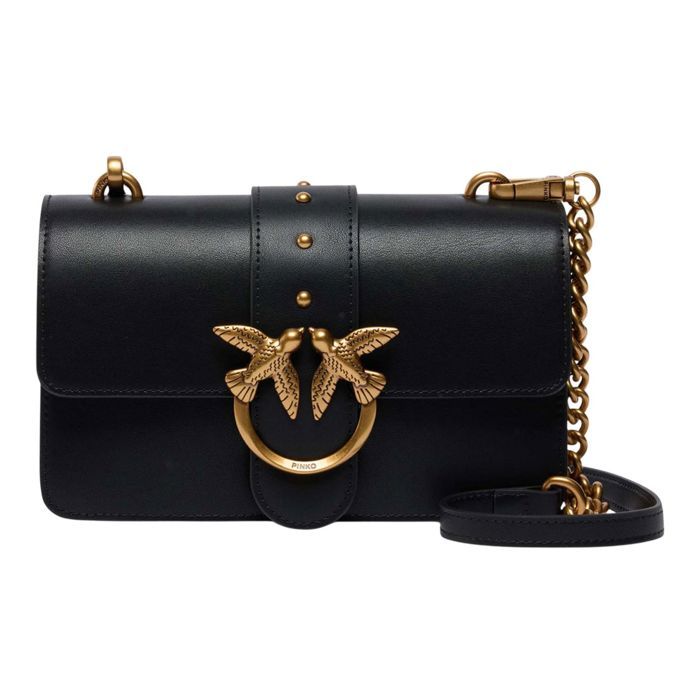 PINKO Sac à épaule bandoulière noir pour femme - Love One Mini ST. CL. S Nero - Antique Gold 319446