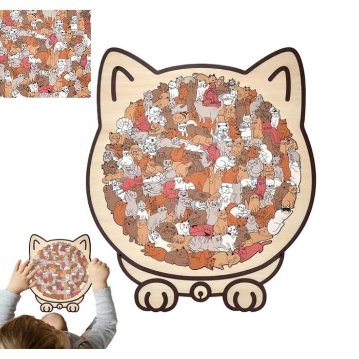 Puzzle de chats pour adultes – 135 pièces éducatives en bois en forme de chat | Pour , école, activités familiales, Thanksgiving, fête de Noël