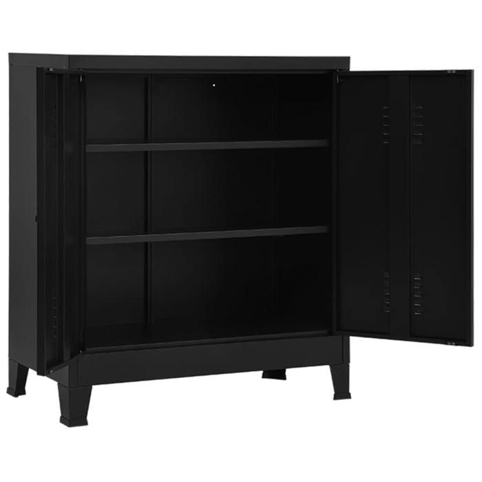 SALE 2026Coffre Extérieur Charge de 150 KG Noir - Coffre de rangement industriel Noir 90x40x100cm Acier 25 Kg 328594