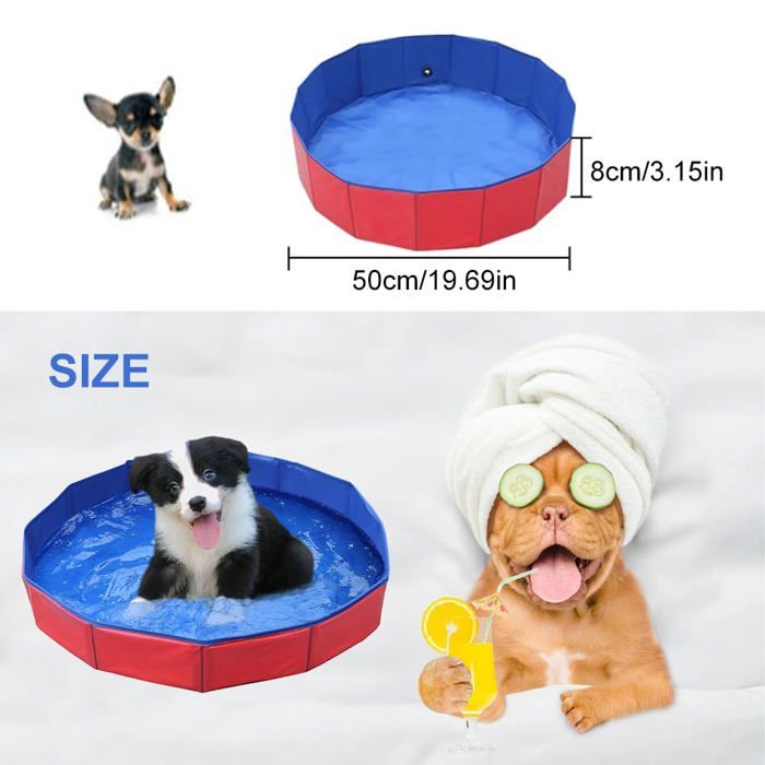 Piscine Chien PVC 50x8cm - Bassin Baignade - Chats/Enfants QIEDOVIEY