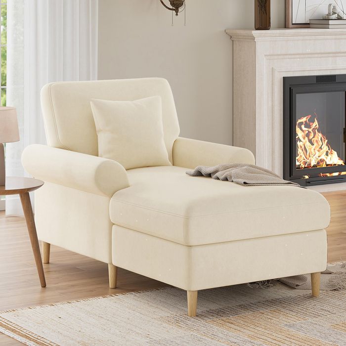 Fauteuil relax - Pliable XXL - Velours beige - Inclinable - 133×87×90 cm