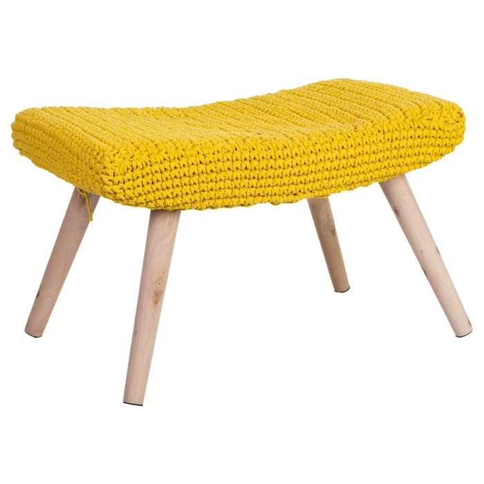 Tabouret en bois et coton tressé jaune 67x30x43h cm Tabouret en bois et coton tressé jaune 67x30x43h cm