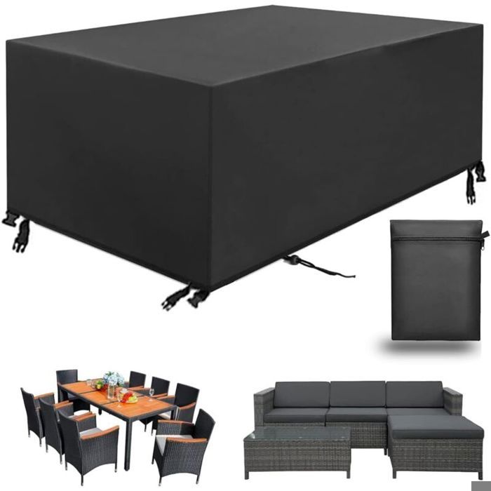 Housse table jardin rectangulaire – MLBQ – 150x90 cm imperméable 420D – 4 sangles ajustables – terrasse et extérieur