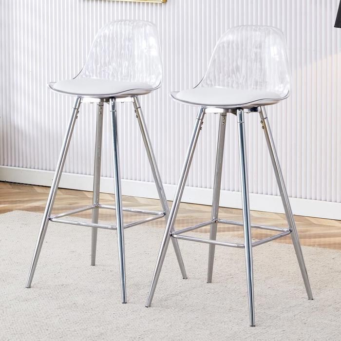 Chaise - KOMHTOM - Design moderne - Lot de 2 - Dossier ergonomique - Pieds métal argent Chaise - KOMHTOM - Design moderne - Lot de 2 - Dossier ergonomique - Pieds métal argent
