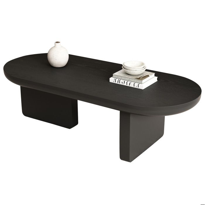 Table basse ovale noire 1197 x 498 x 355 cm en MDF style moderne minimaliste pour salon